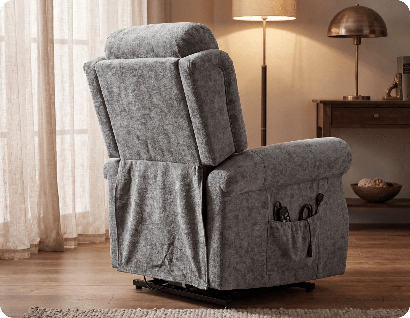 Cambridge Grey Fabric Rise & Recline Mobility Chair