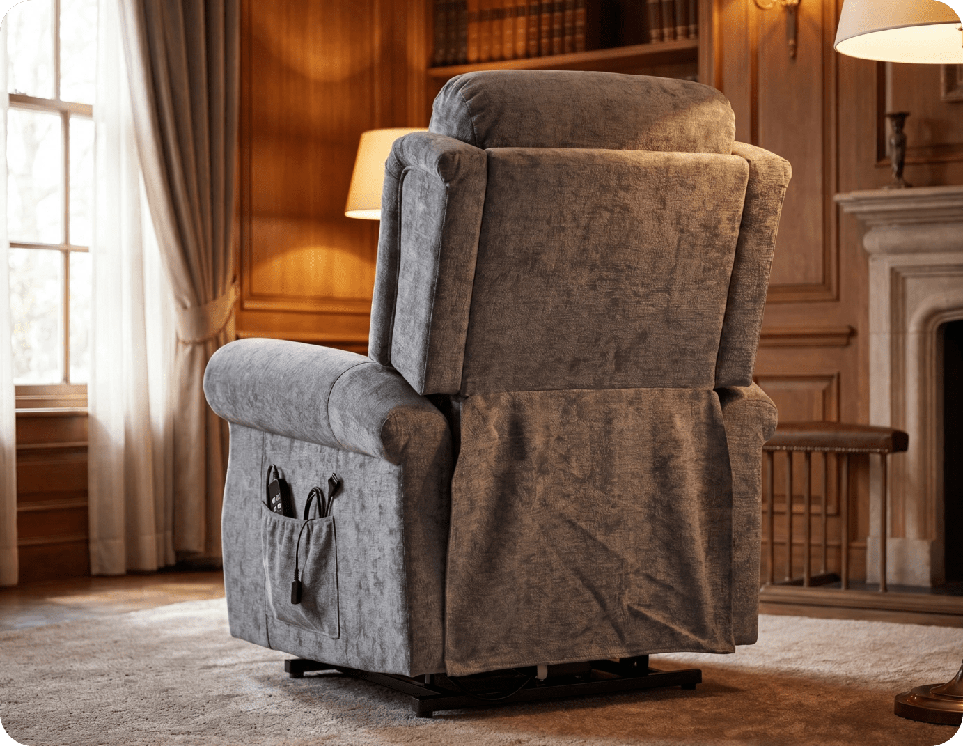 Derby Grey Fabric Rise & Recline Mobility Chair
