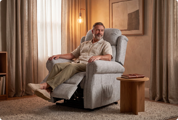 Derby Light Grey Fabric Rise & Recline Mobility Chair