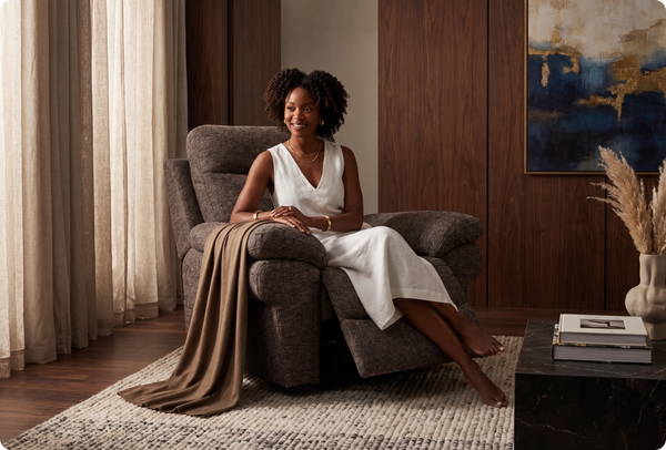 Lunaro Brown Fabric Electric Recliner Armchair