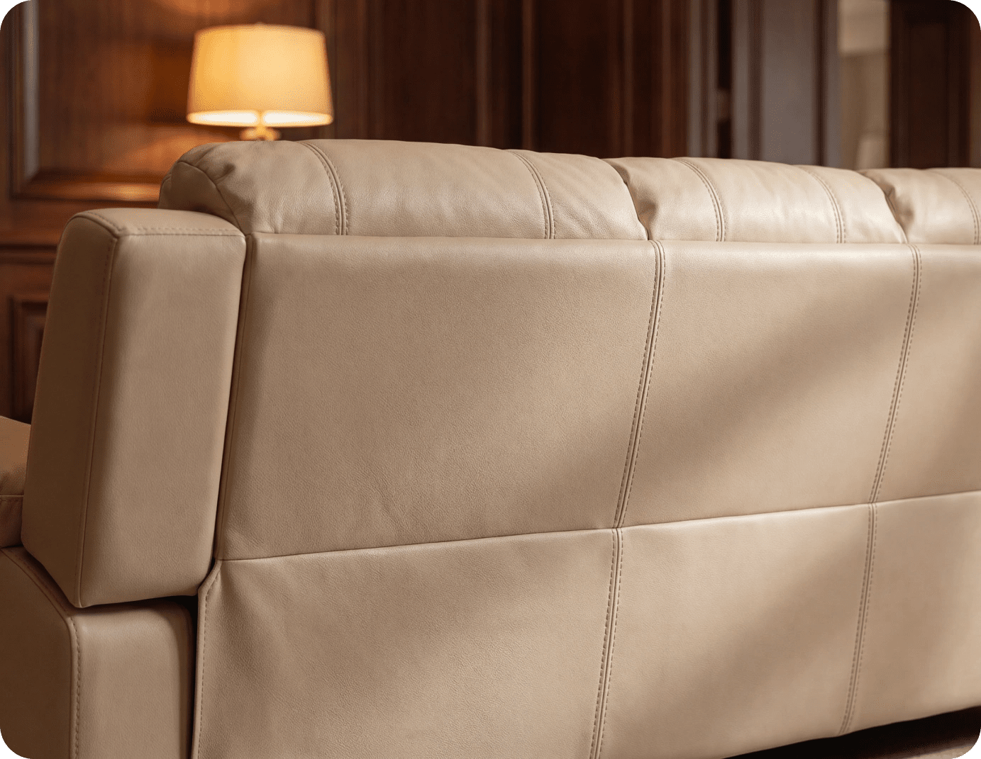 Veloura Cream Leather 3 Seater Sofa