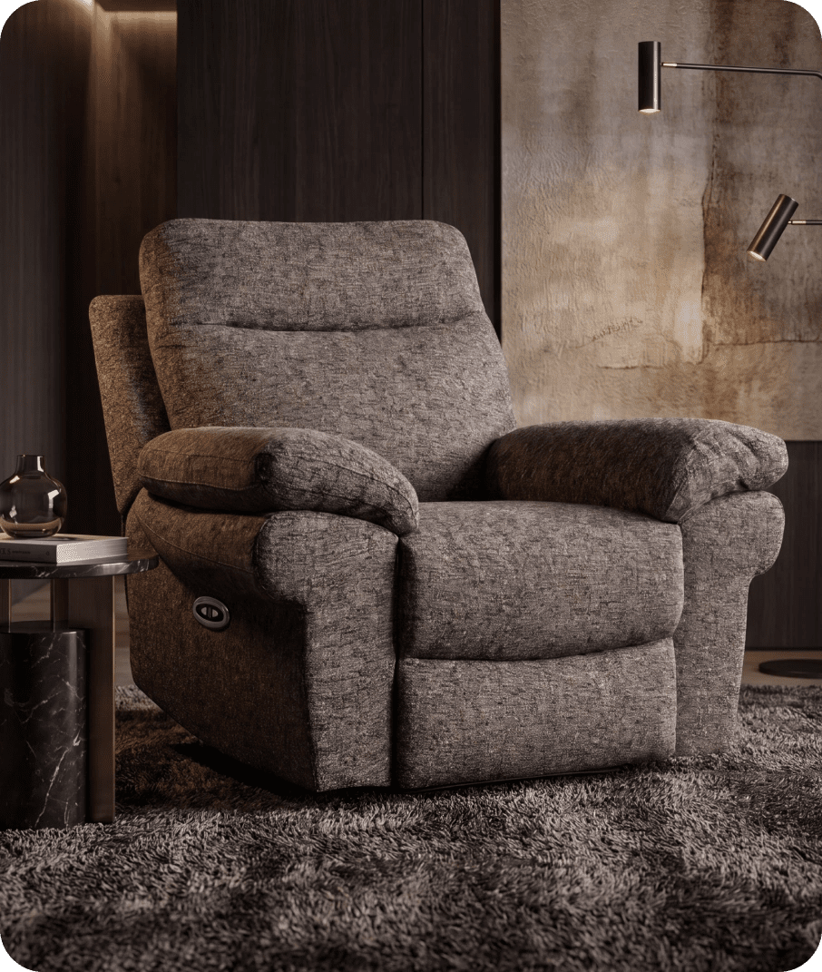 Lunaro Brown Fabric Electric Recliner Armchair