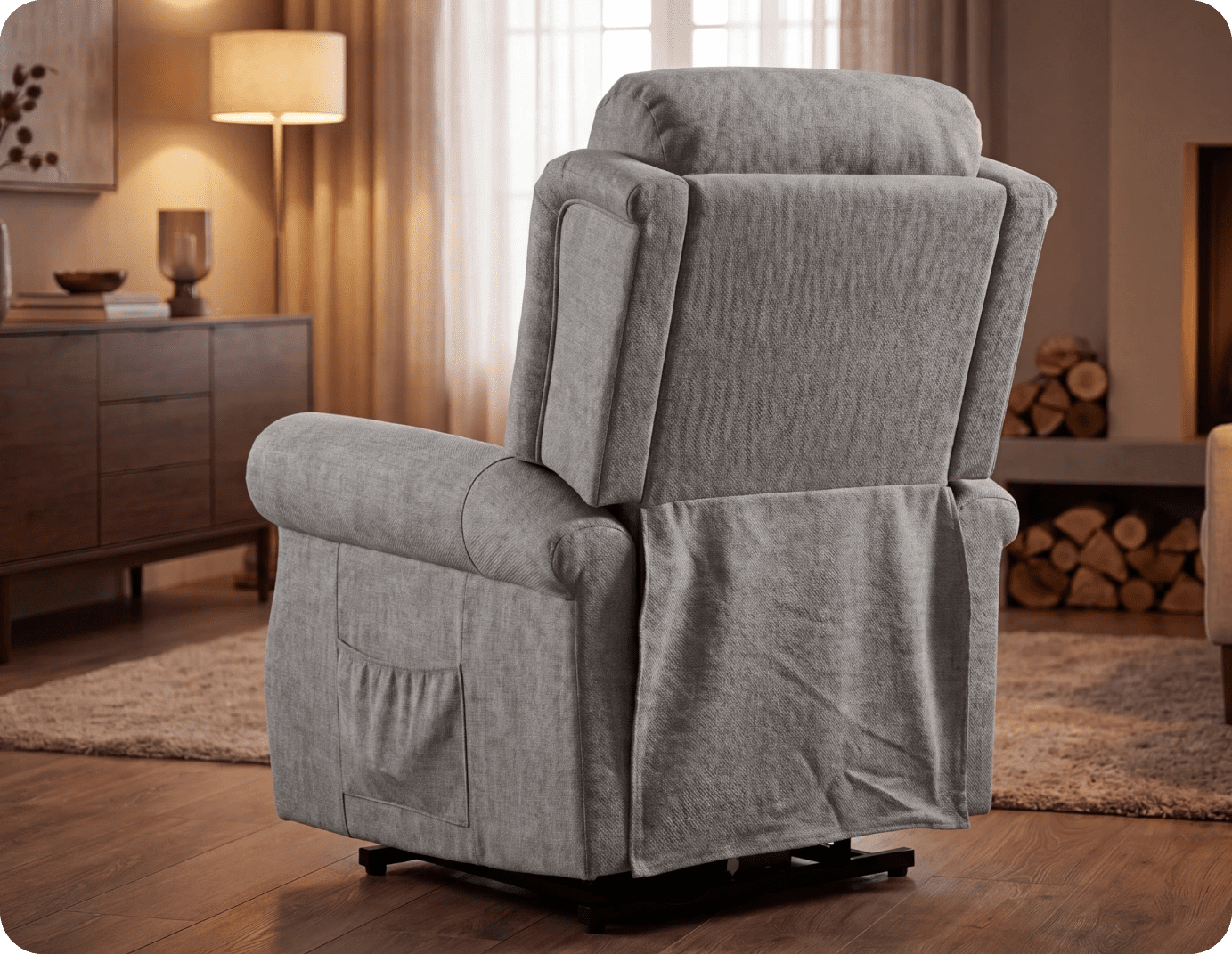 Derby Light Grey Fabric Rise & Recline Mobility Chair