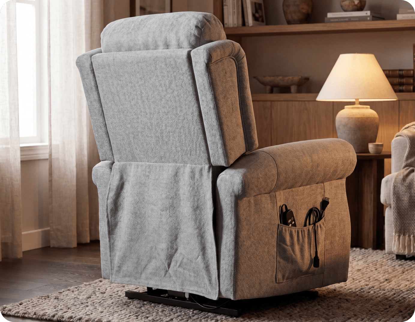 Cambridge Light Grey Fabric Rise & Recline Mobility Chair