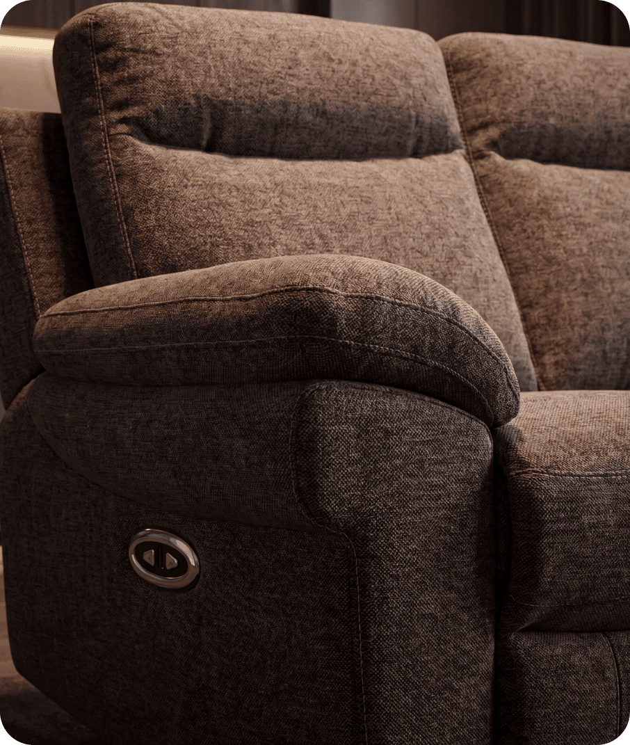 Lunaro Brown Fabric Electric Recliner 3 Seater Sofa
