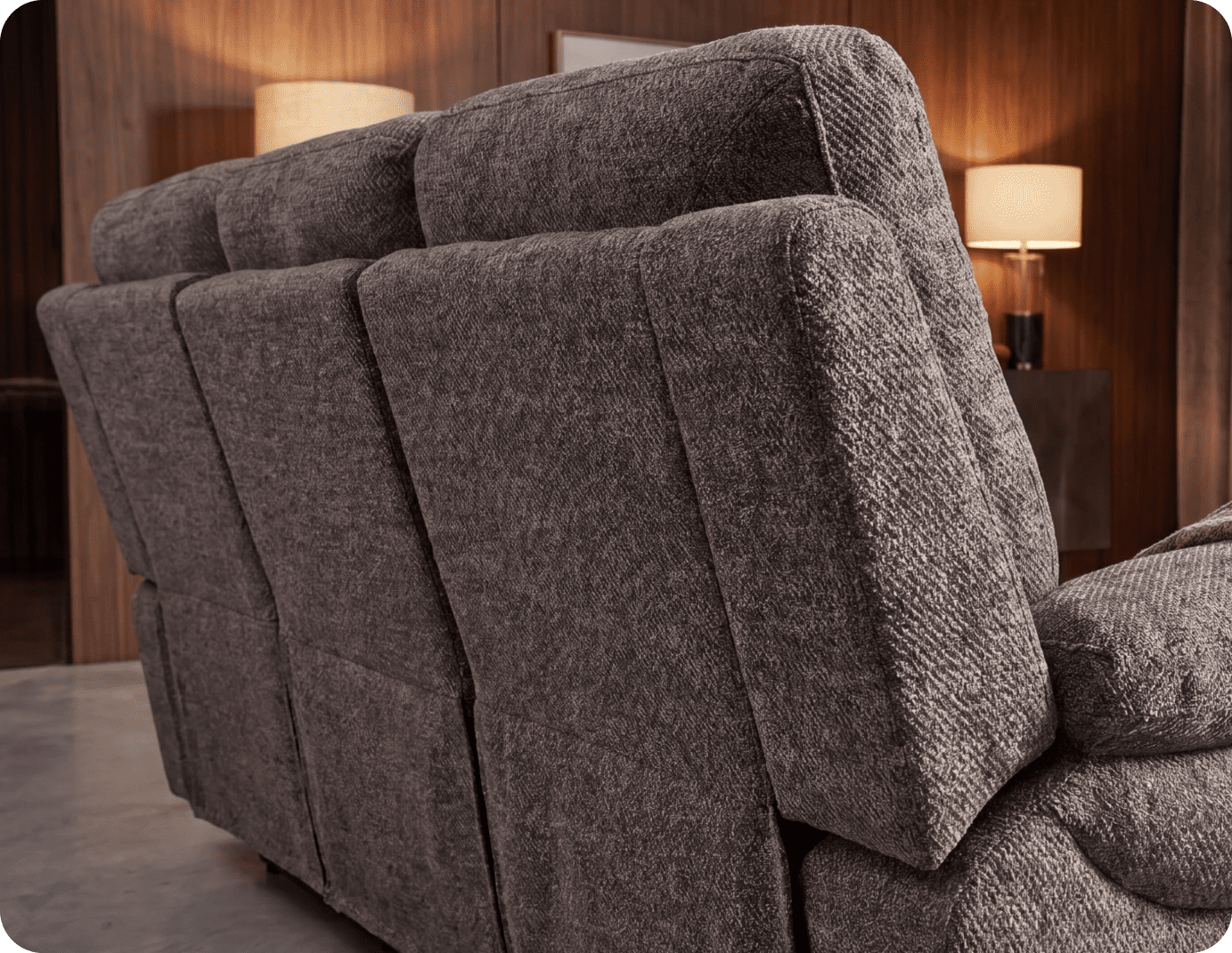 Lunaro Brown Fabric Electric Recliner 3 Seater Sofa