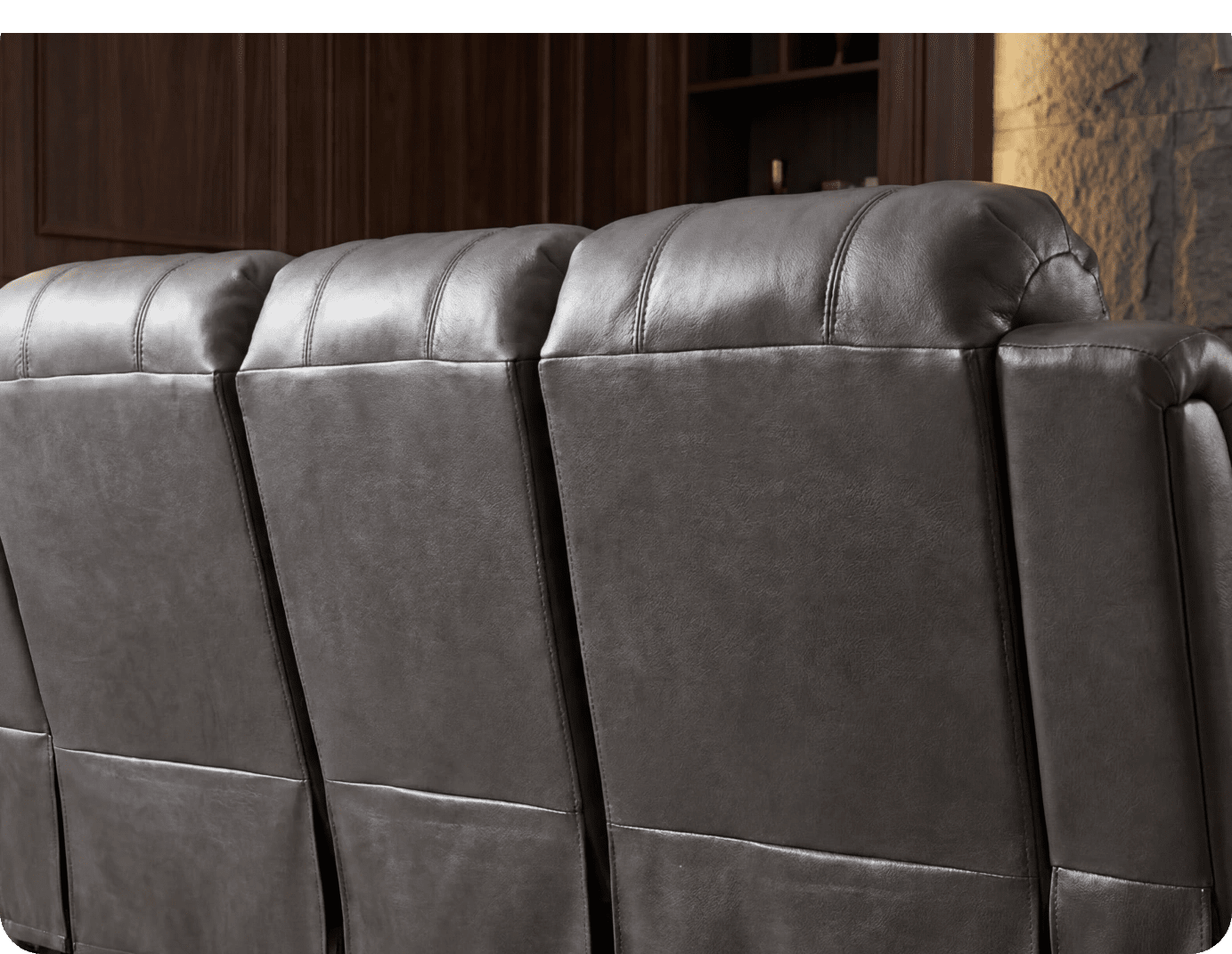 York Grey Leather 3 Seater Manual Recliner Sofa
