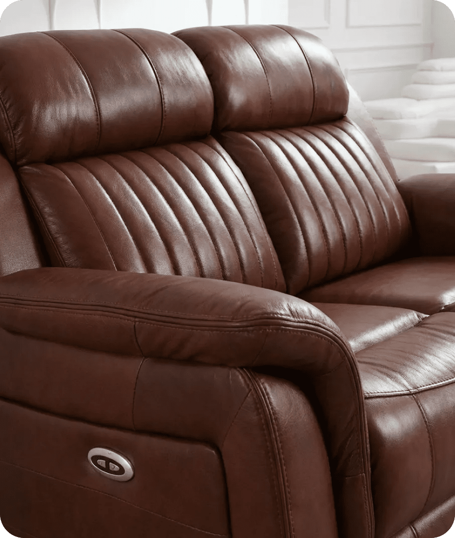 Martini Genuine Leather Tan Electric Power Recliner 2 Seater Sofa
