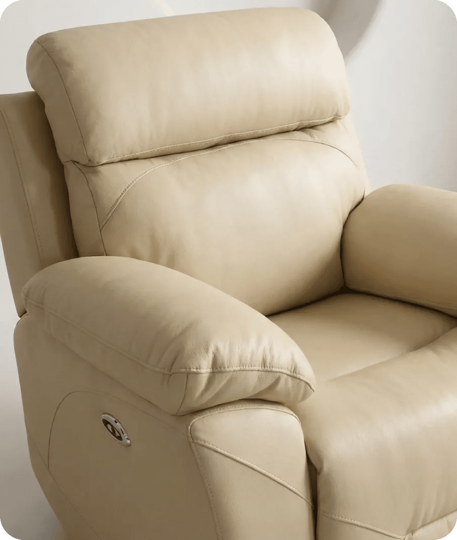Milano Cream Leather Power Recliner Armchair
