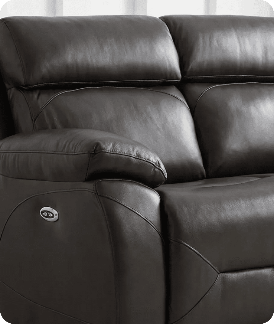 Milano Genuine Leather Grey Electric Power Recliner 2 Seater Sofa