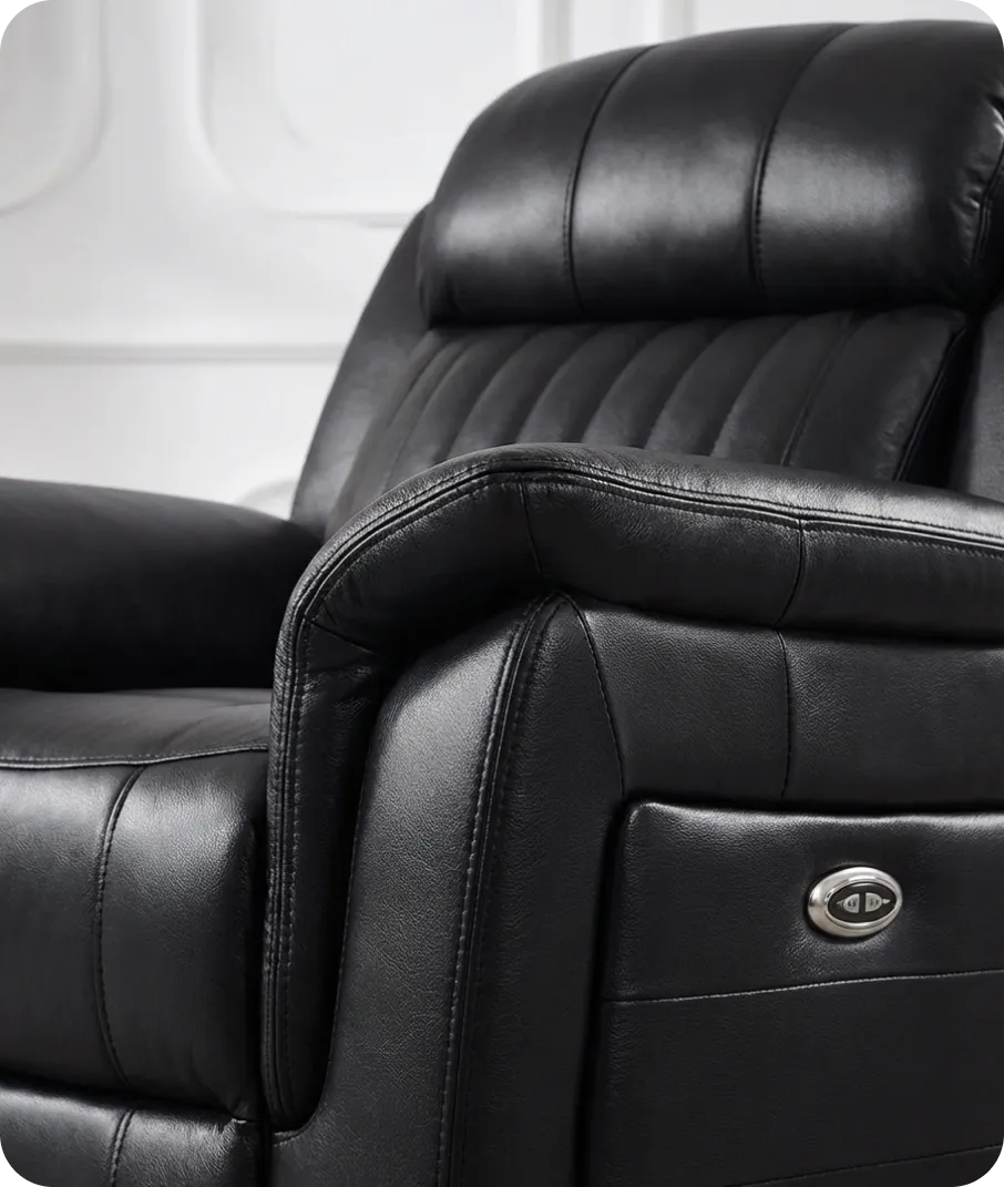 Martini Genuine Leather Black Electric Power Recliner Armchair