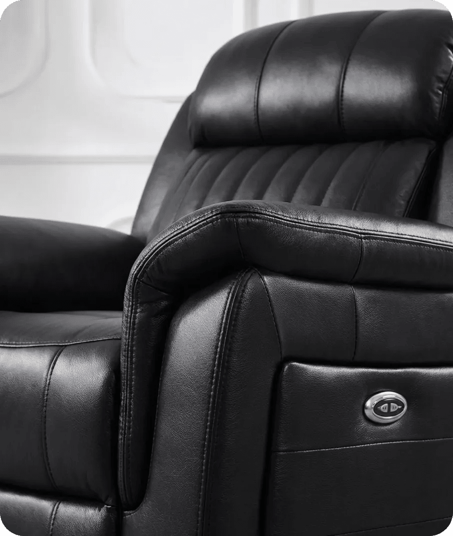 Martini Genuine Leather Black Electric Power Recliner Armchair - Sofa-Direct