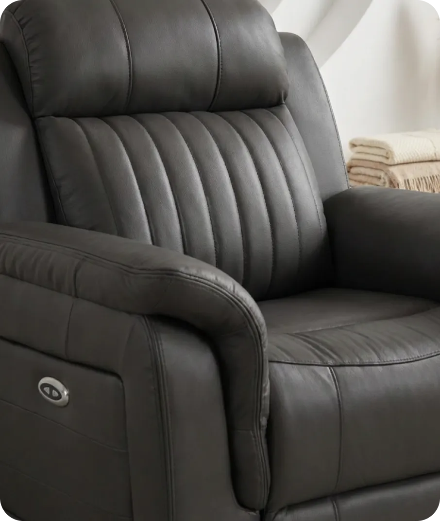 Martini Genuine Leather Grey Electric Power Recliner Armchair