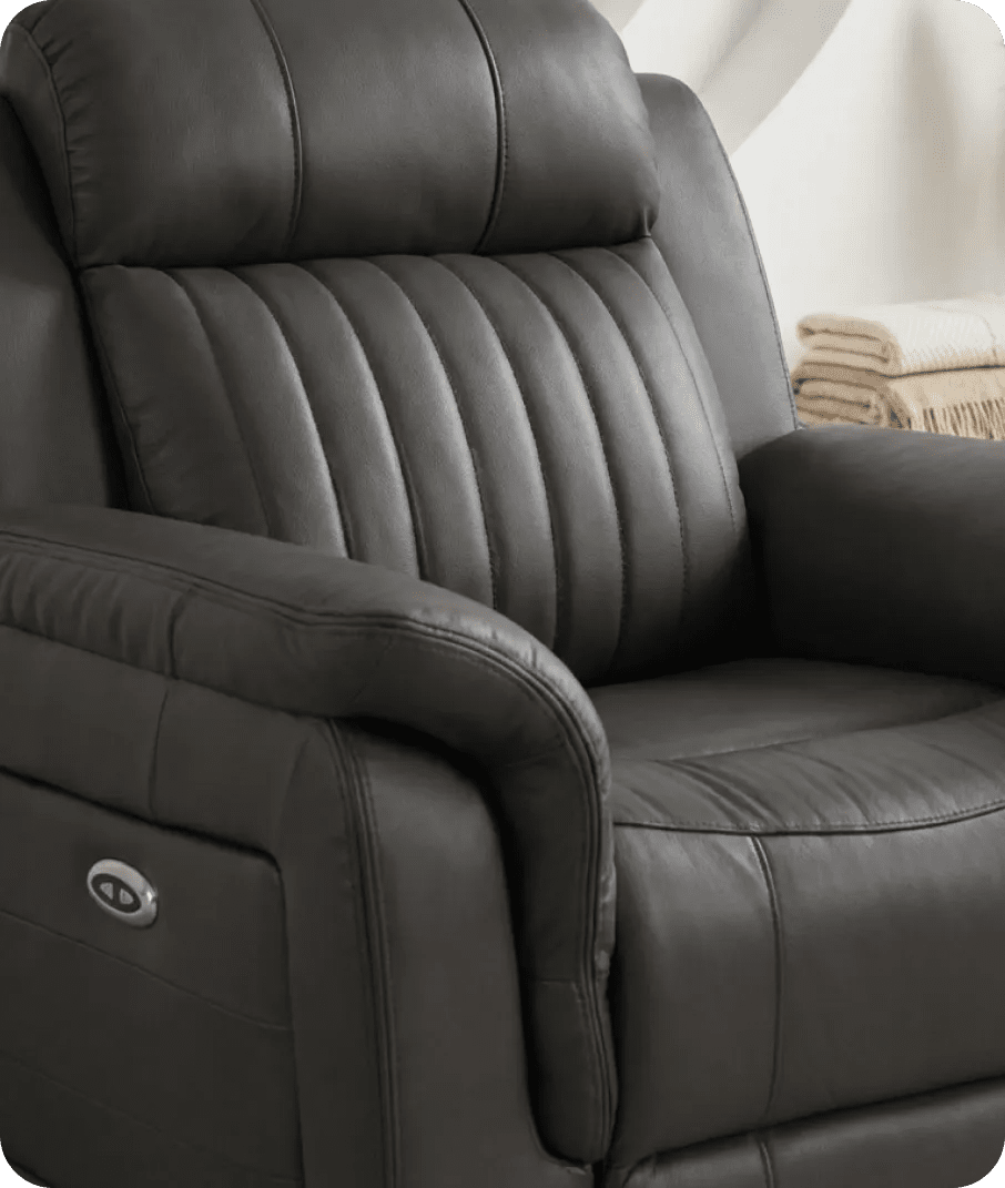 Martini Genuine Leather Grey Electric Power Recliner Armchair - Sofa-Direct