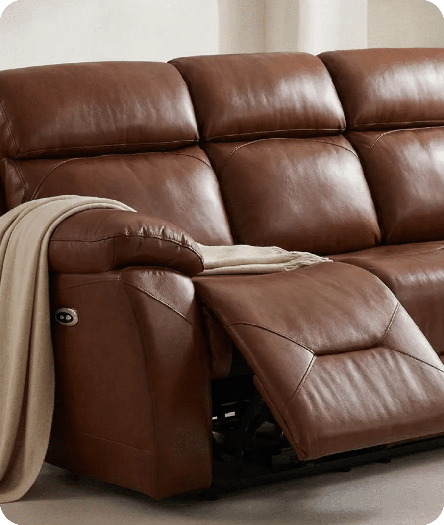 Milano Genuine Leather Tan Electric Power Recliner 3 Seater