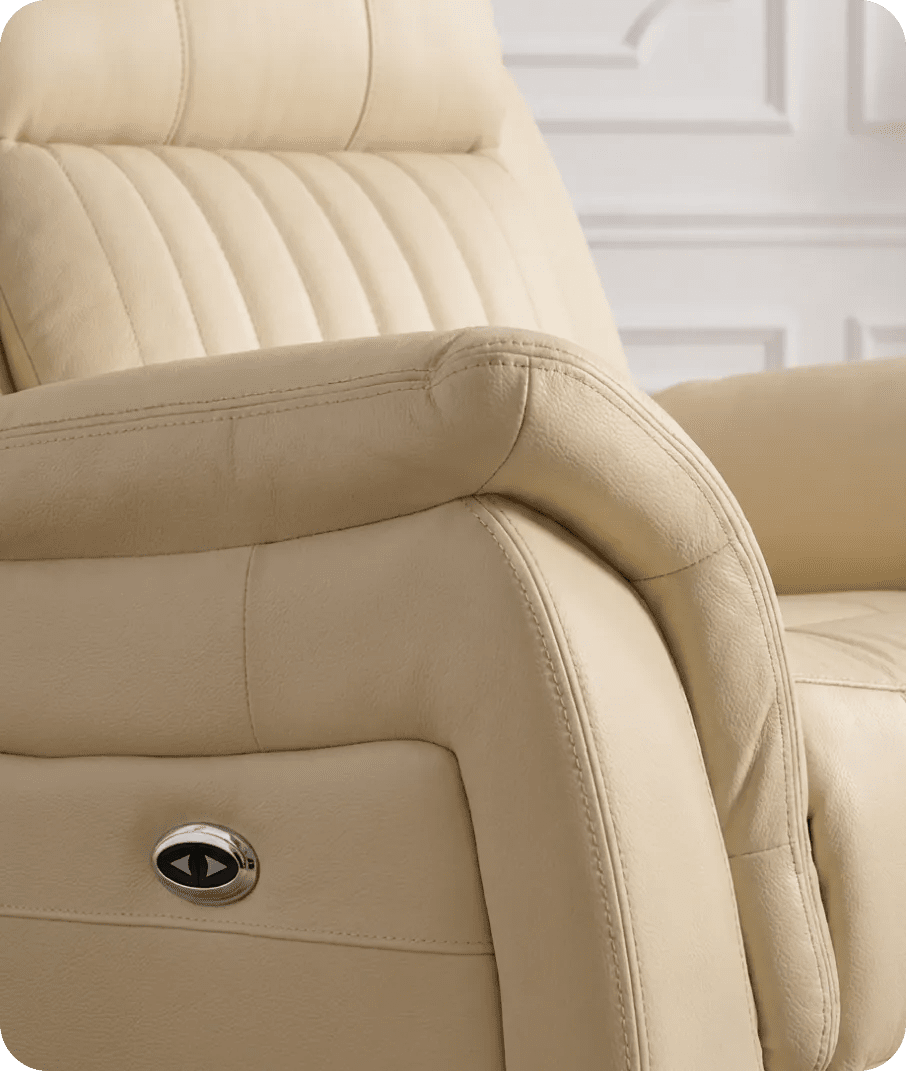 Martini Cream Leather Power Recliner Armchair - Sofa-Direct