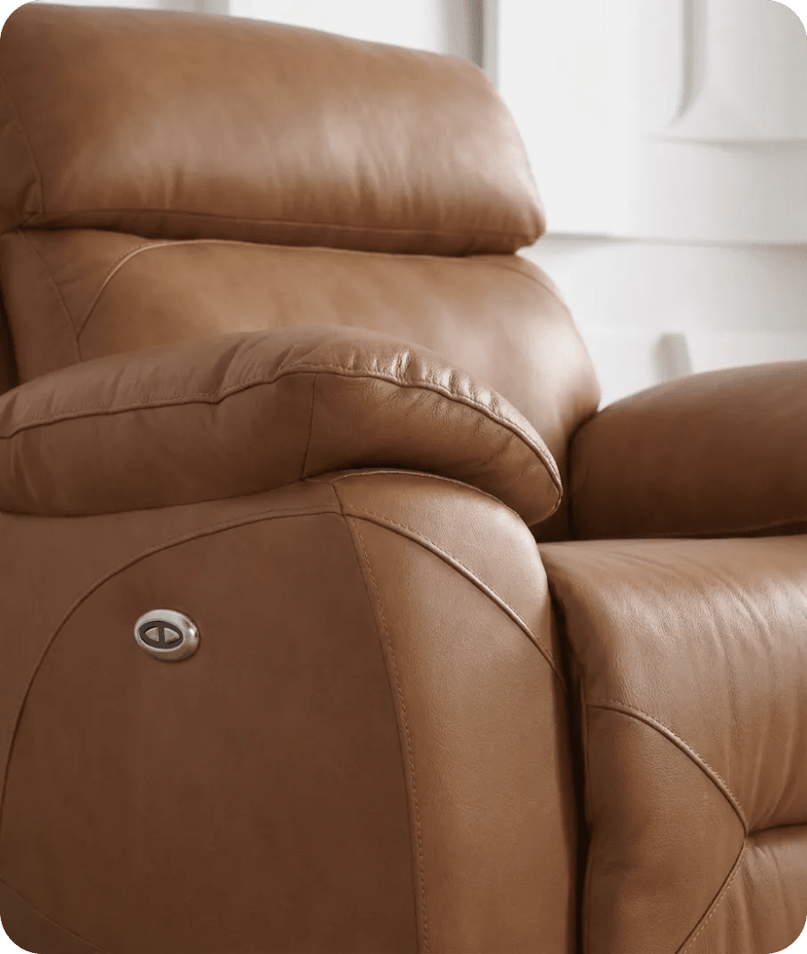 Milano Genuine Leather Caramel Electric Power Recliner Armchair