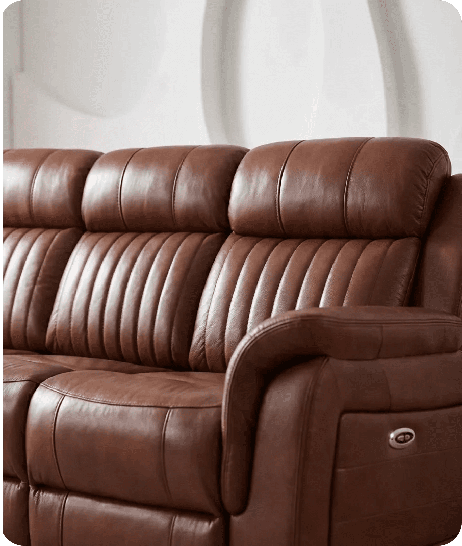 Martini Genuine Leather Tan Electric Power Recliner 3 Seater Sofa