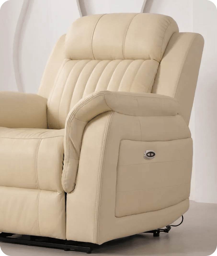 Martini Cream Leather Power Recliner Armchair - Sofa-Direct