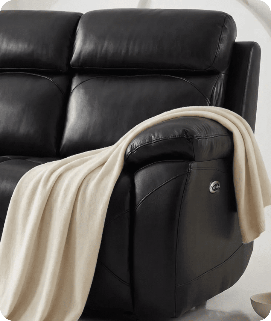 Milano Genuine Leather Black Electric Power Recliner 3 Seater Sofa