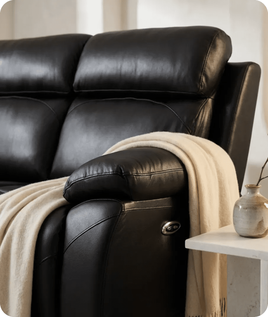 Milano Genuine Leather Black Electric Power Recliner 2 Seater Sofa
