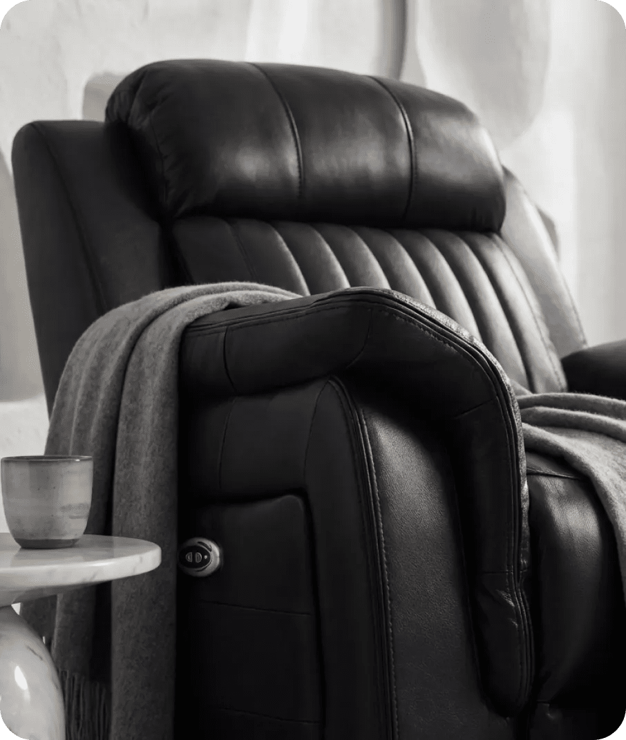 Martini Genuine Leather Black Electric Power Recliner Armchair - Sofa-Direct