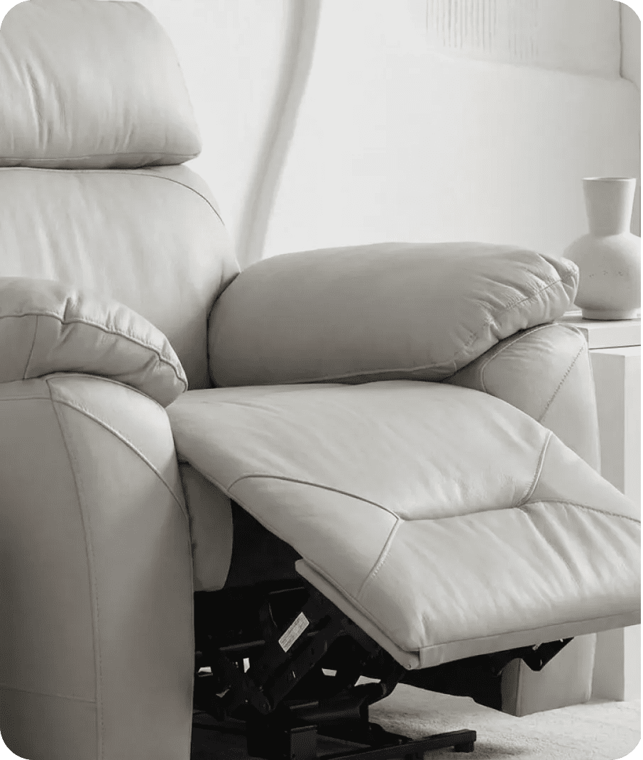 Milano Genuine Leather Light Grey Electric Power Recliner Armchair