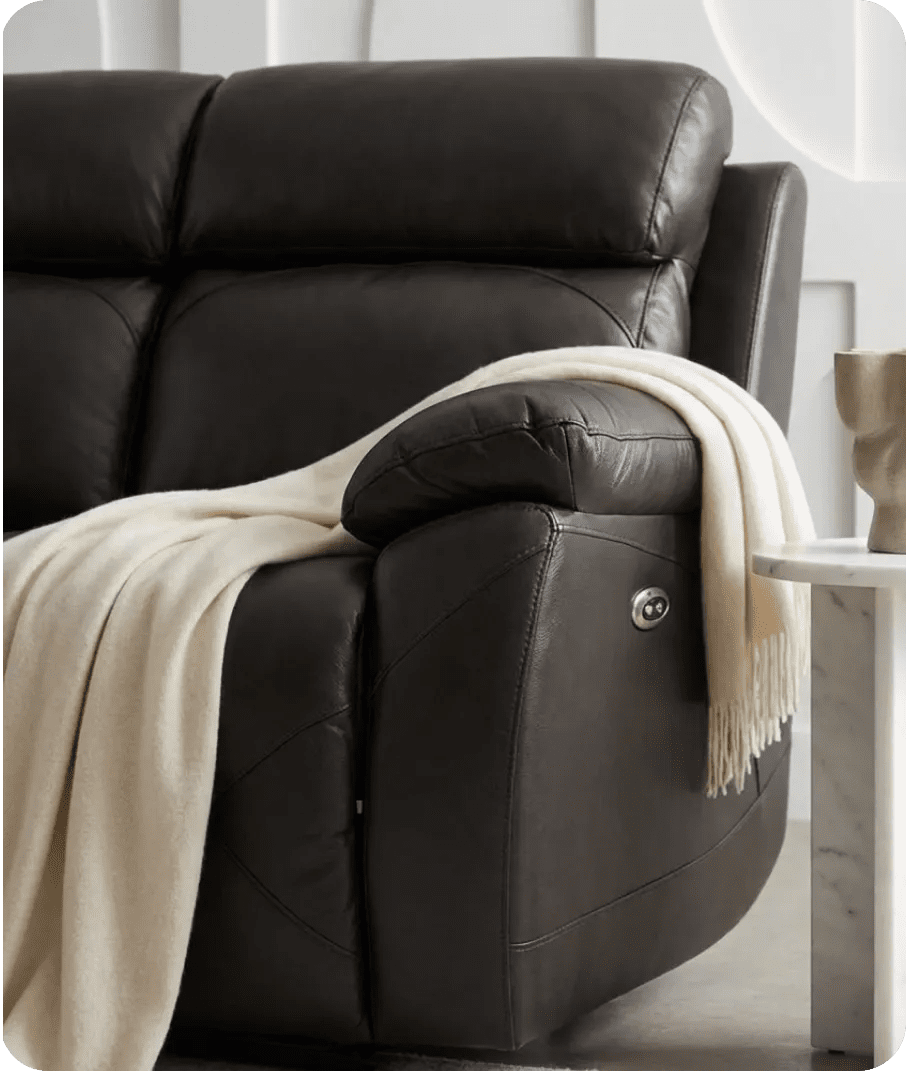 Milano Genuine Leather Grey Electric Power Recliner 3 Seater Sofa