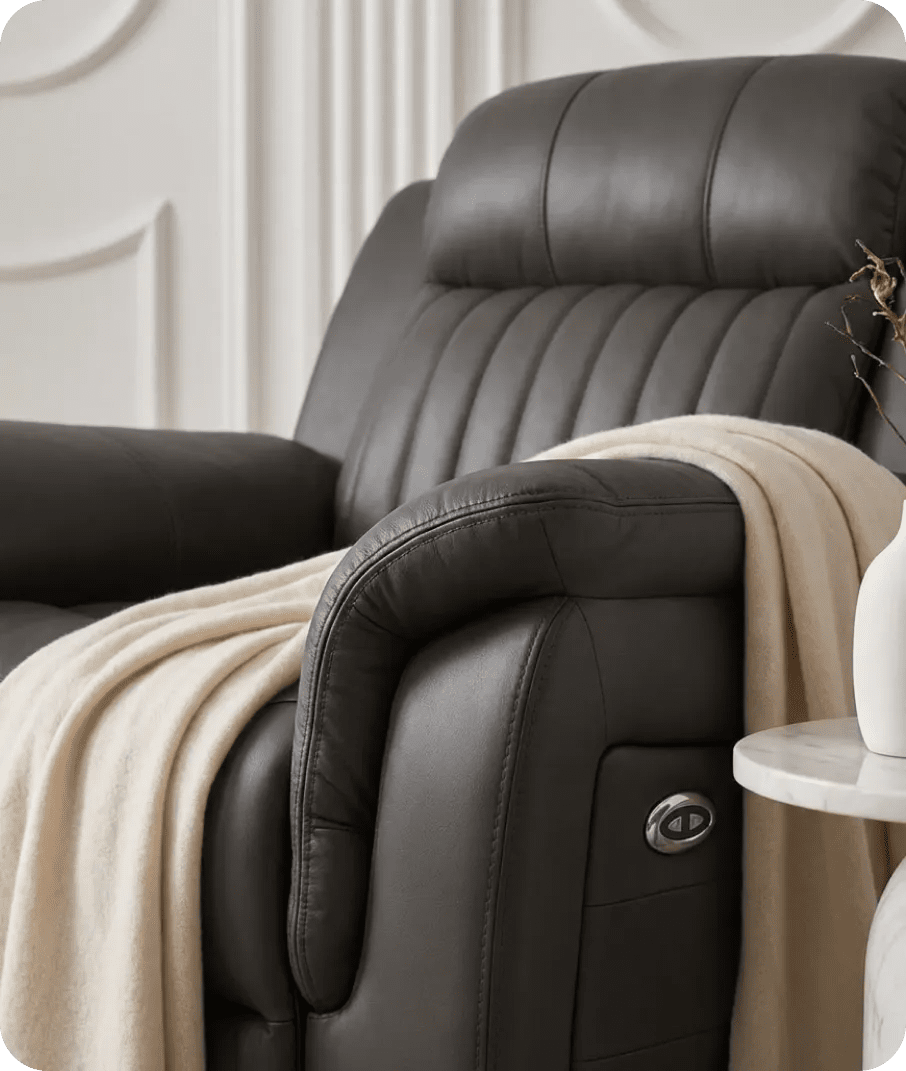 Martini Genuine Leather Grey Electric Power Recliner Armchair - Sofa-Direct