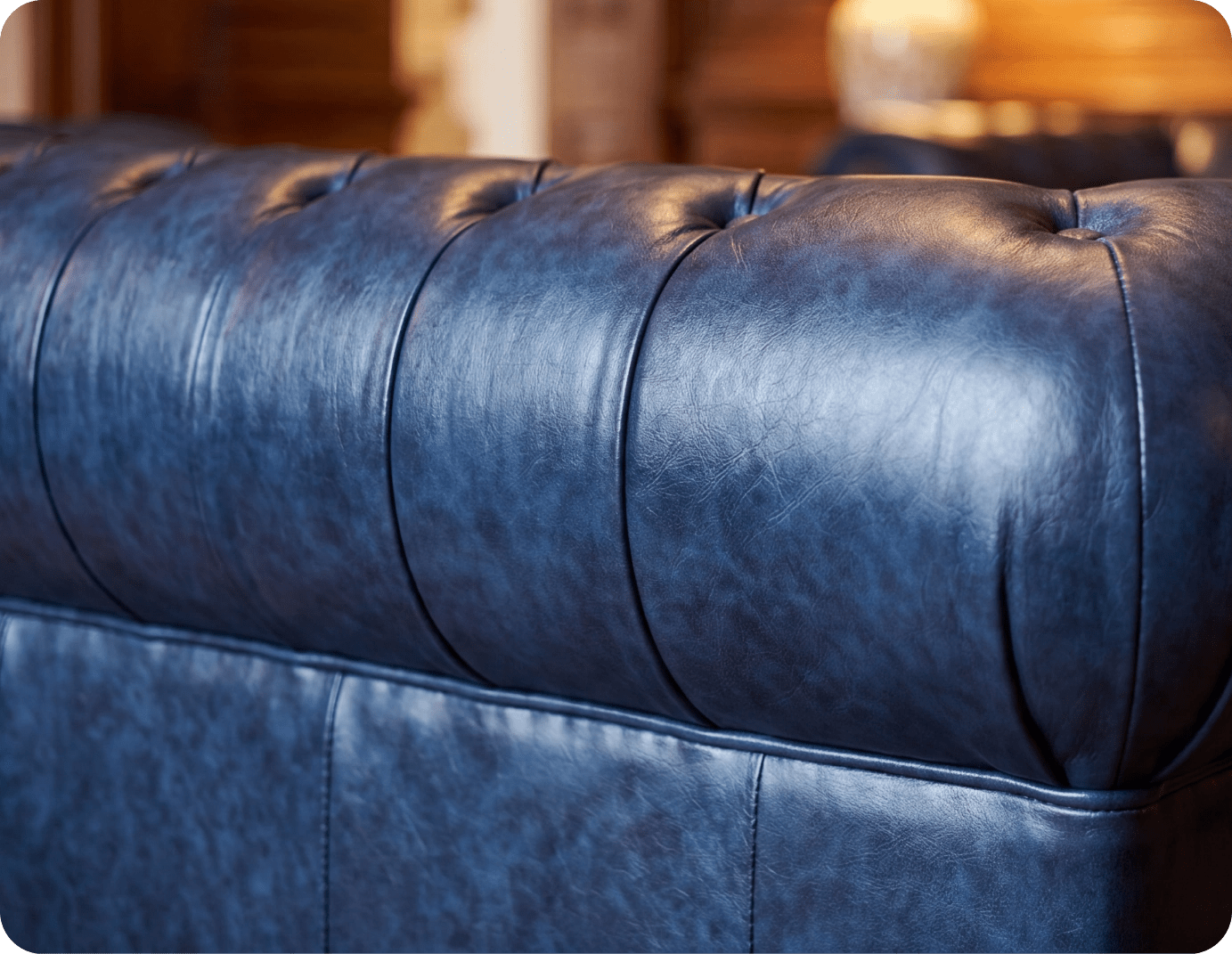 Chesterfield Blue Leather Antique 2 Seater Sofa