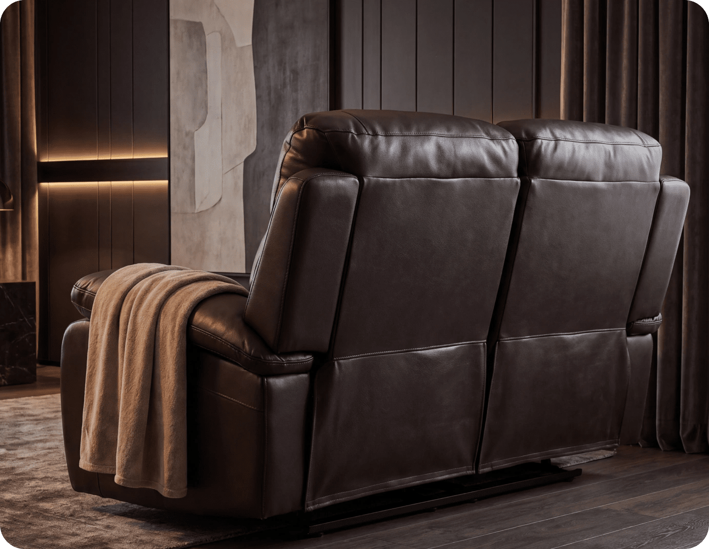 Serano Brown Leather Manual Recliner 2 Seater Sofa