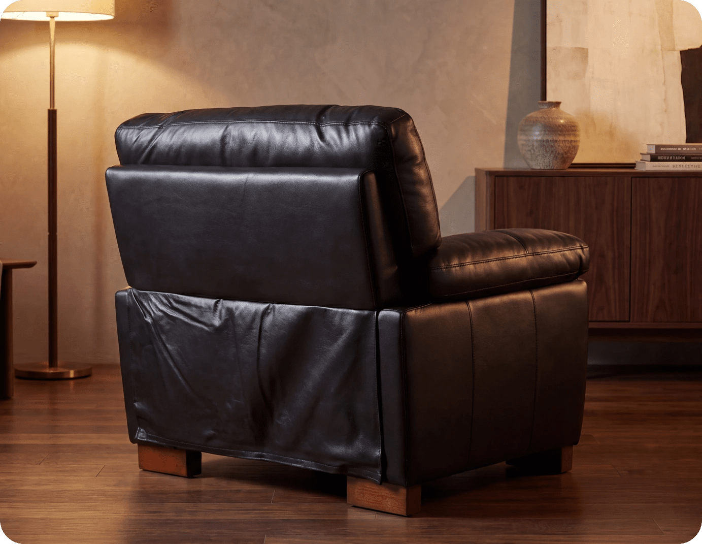 Dalmore Genuine Leather Black Armchair