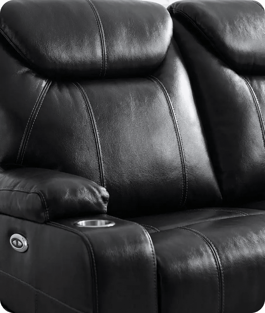 Cinemax Black Electric 2 Seater Leather Recliner Sofa With Two Cup Holders