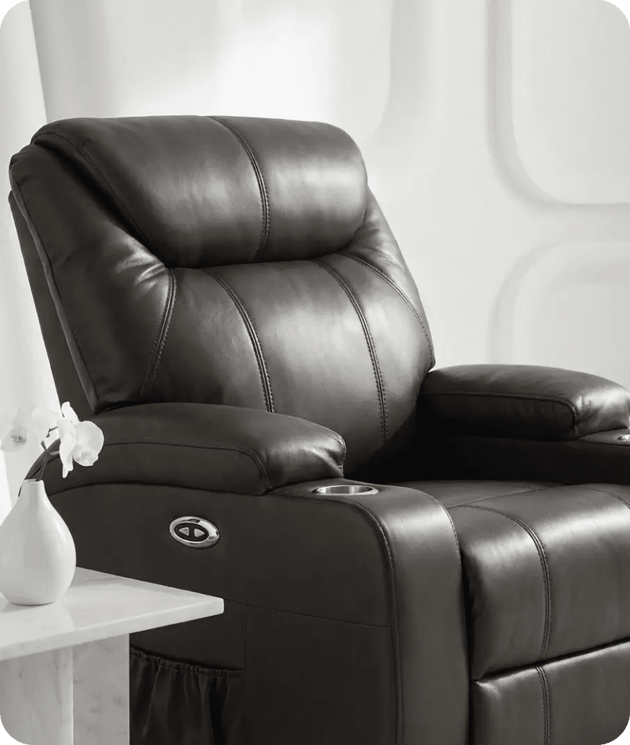 Cinemax Grey Electric Leather Recliner Armchair With Two Cup Holders