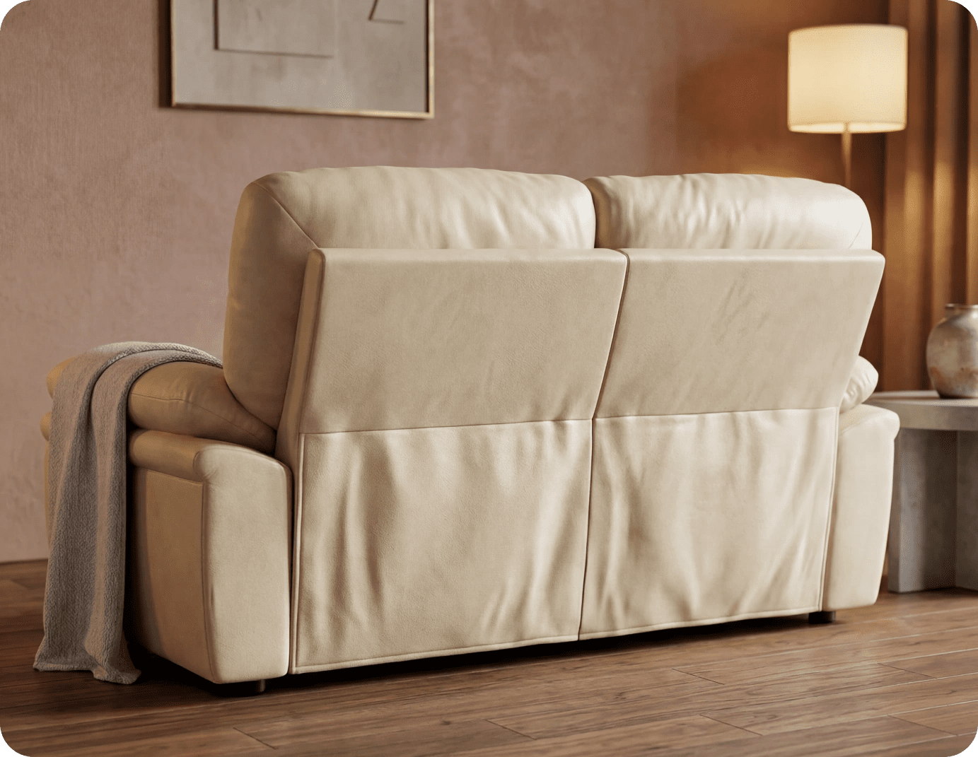 Florence Cream Leather 2 Seater Sofa