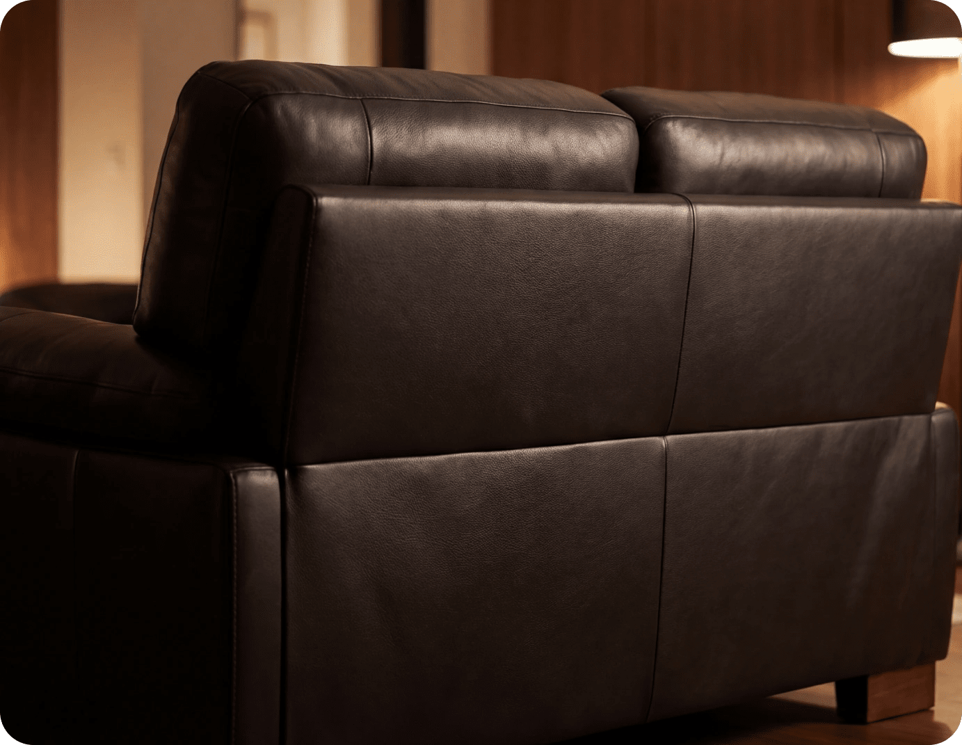 Dalmore Genuine Leather Black 2 Seater Sofa