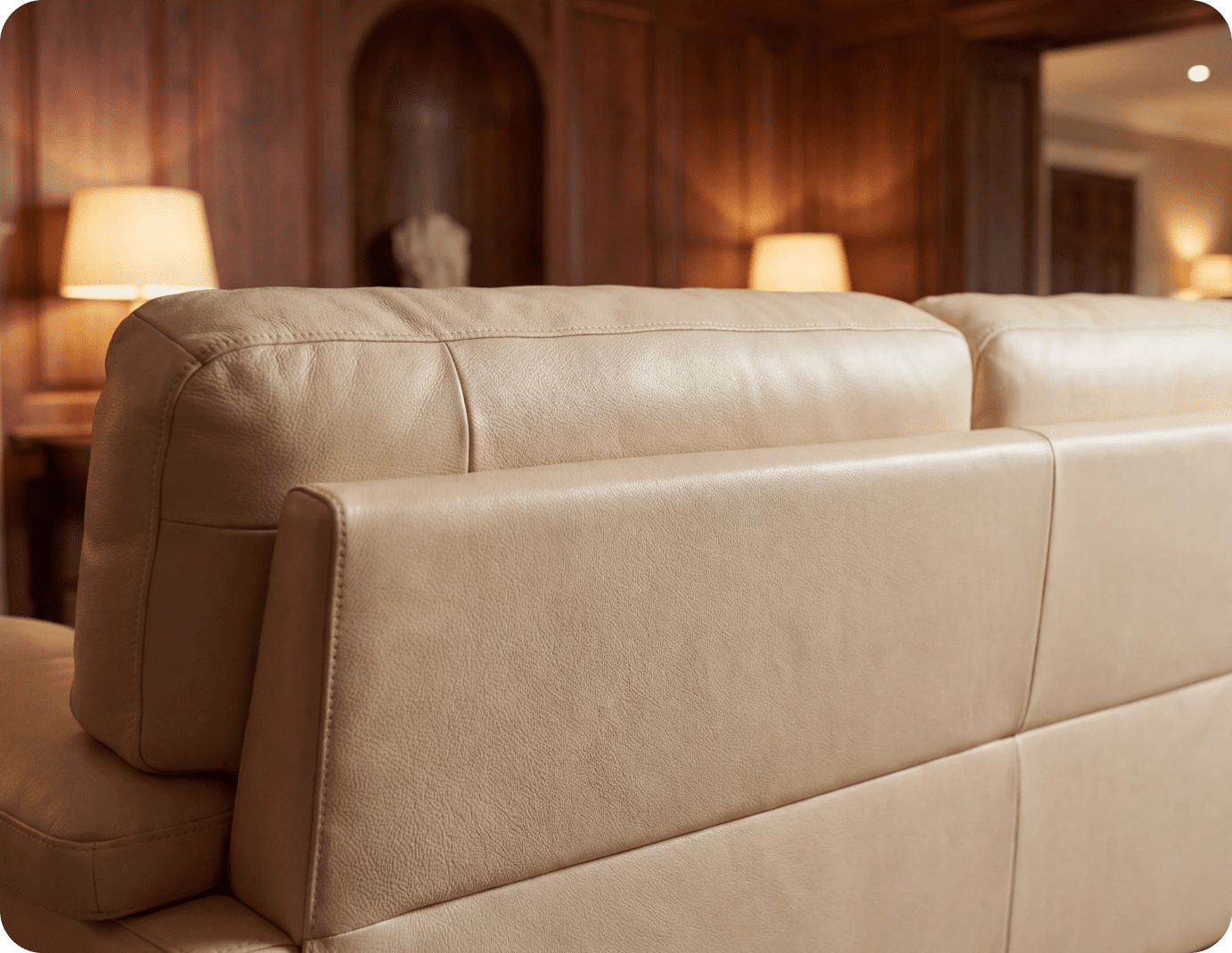Dalmore Genuine Leather Cream 2 Seater Sofa