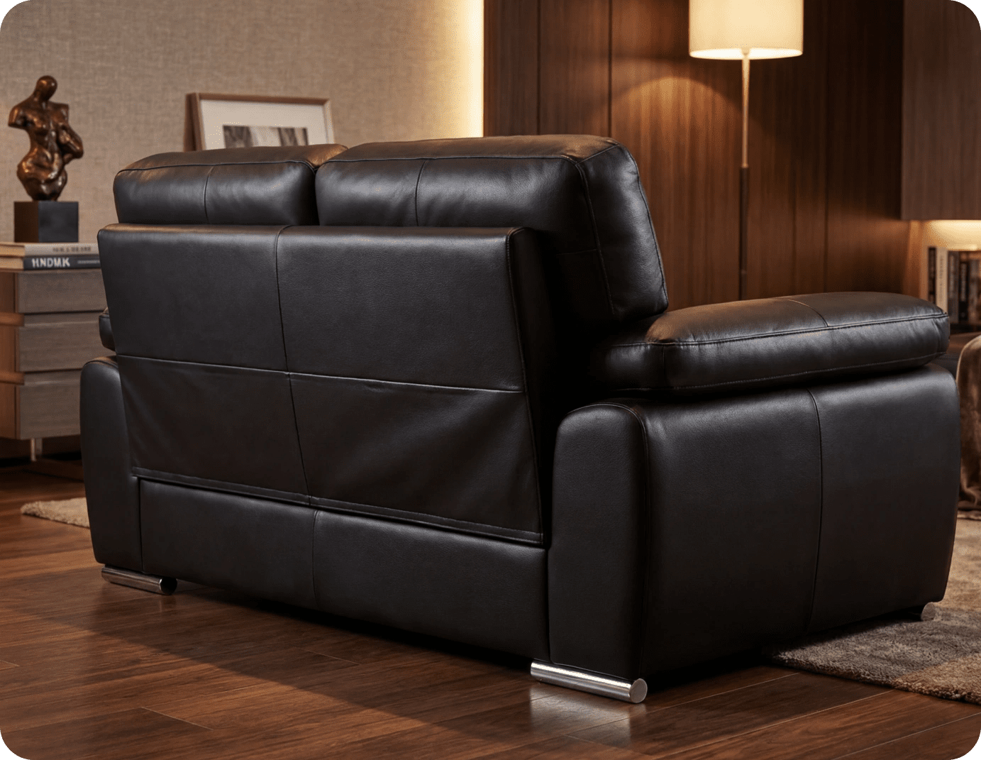 Brighton Black Leather 2 Seater Sofa