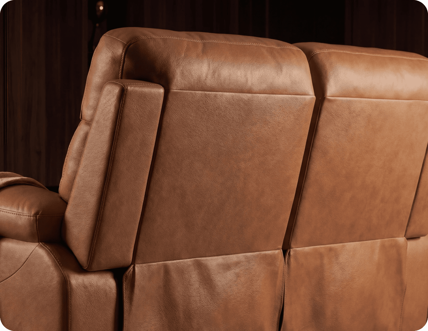 Torino Genuine Leather Caramel Electric Power Recliner 2 Seater Sofa