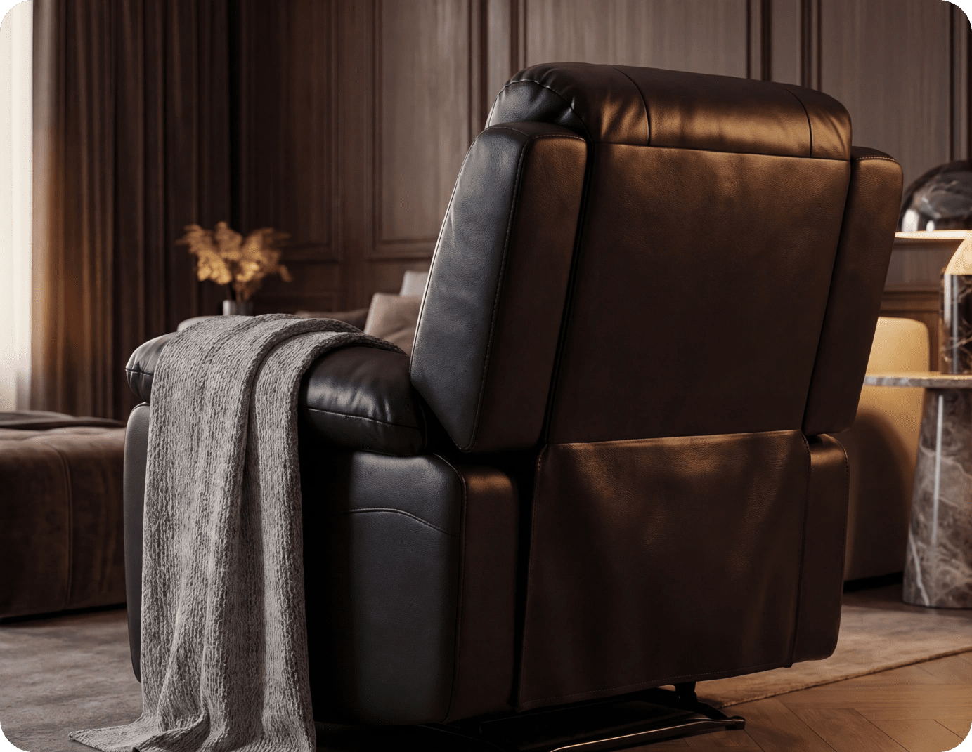 Serano Black Leather Manual Recliner Armchair