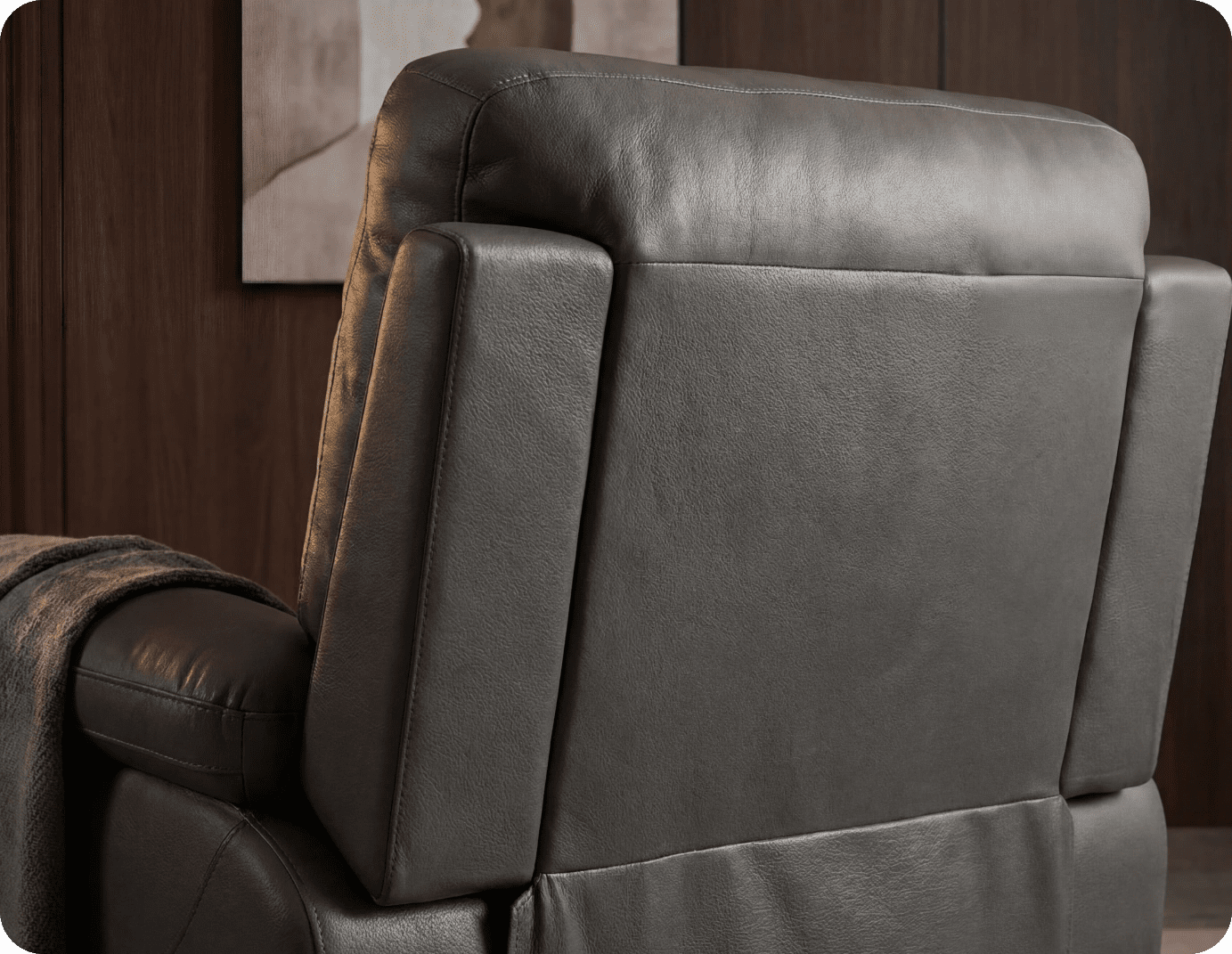 Torino Genuine Leather Grey Electric Power Recliner Armchair