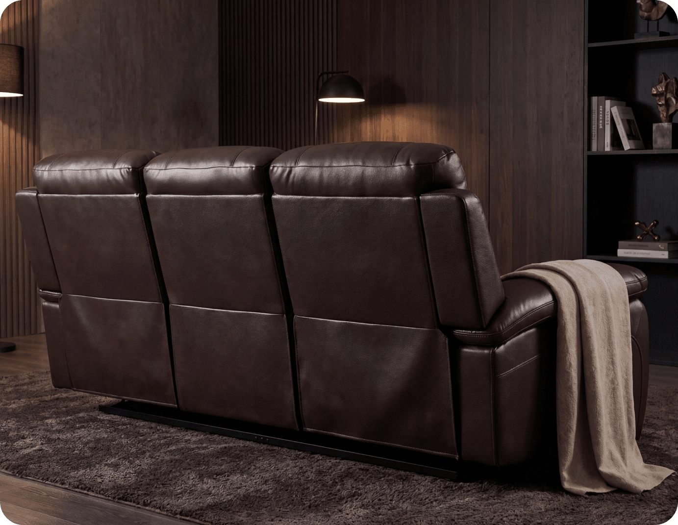 Serano Brown Leather Manual Recliner 3 Seater Sofa
