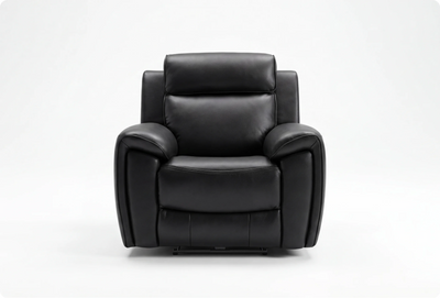 Leo Genuine Leather Black Electric Power Recliner Armchair