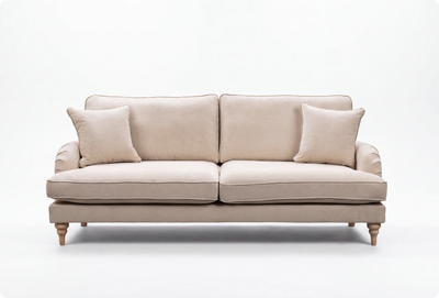 Livie Cream Fabric Three Seater