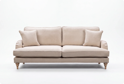 Livie Cream Fabric Three Seater