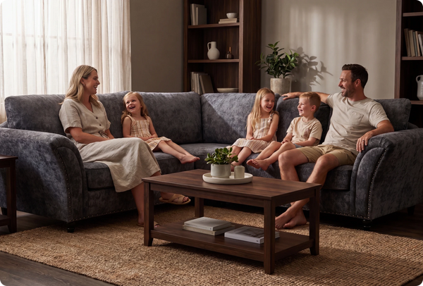 Cotswold Grey Fabric High Back Corner Sofa