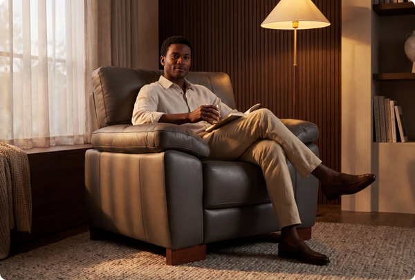 Dalmore Genuine Leather Grey Armchair
