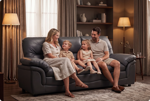 Florence Grey Leather 3 Seater Sofa