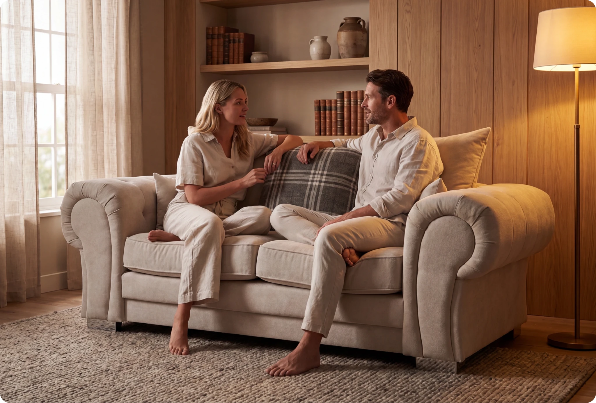 Florence Scatter Back Cream Fabric 2 Seater Sofa