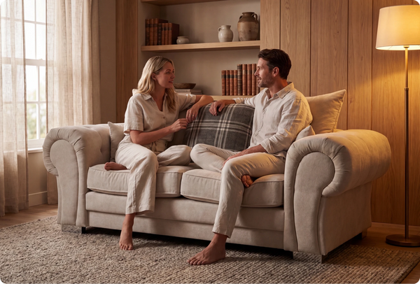 Florence Scatter Back Cream Fabric 2 Seater Sofa